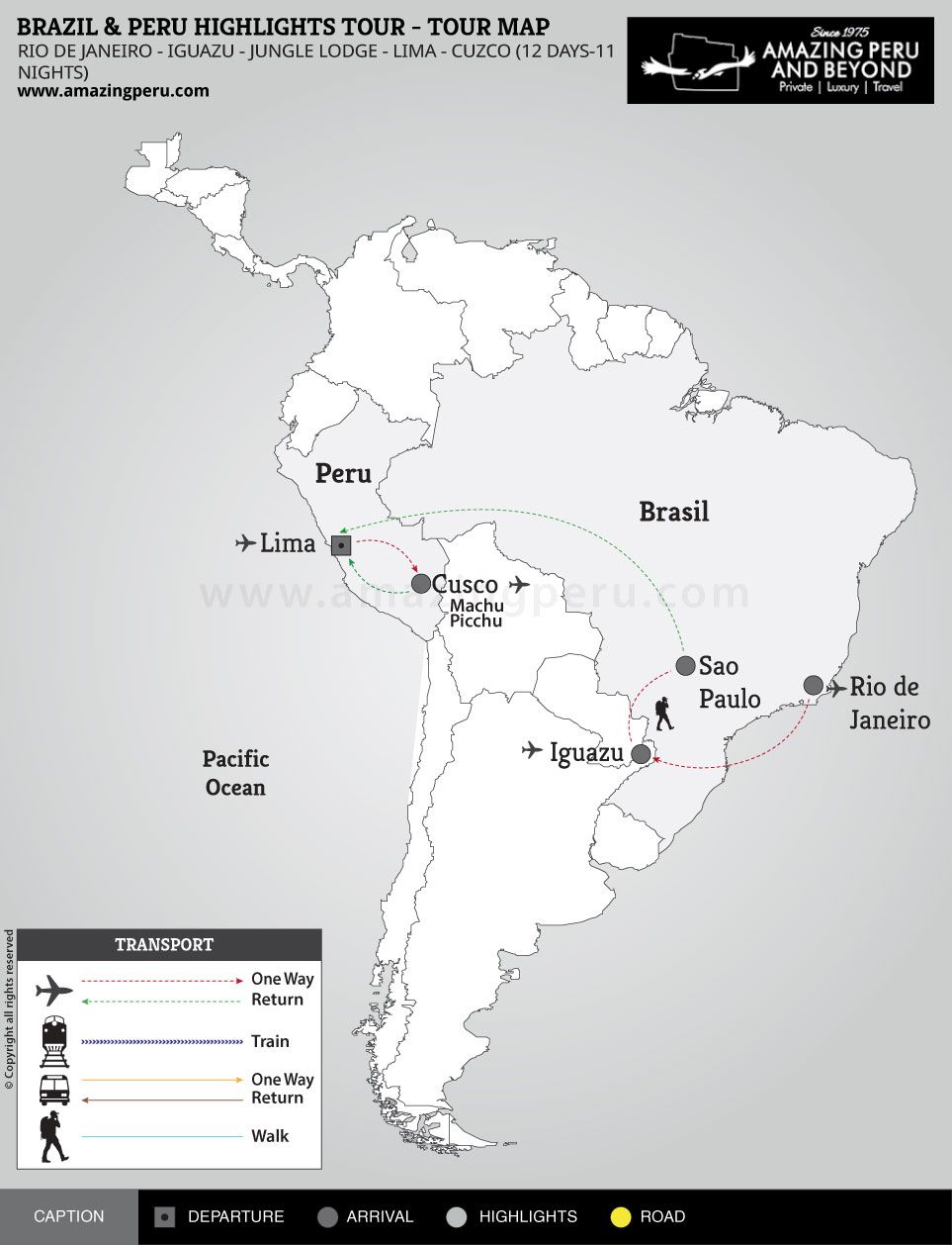 Brazil & Peru Highlights Tour - 12 days / 11 nights.