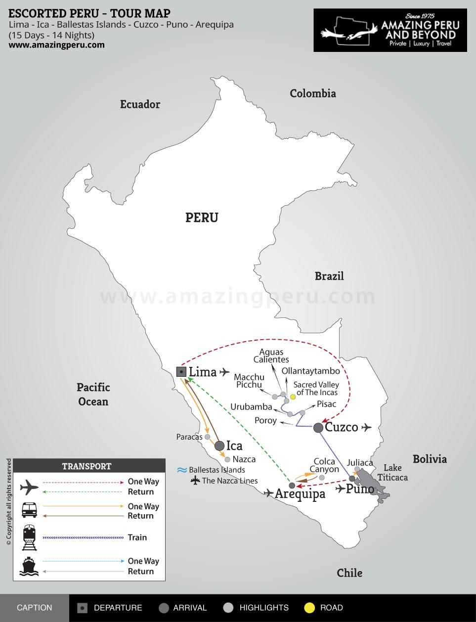 Escorted Peru Tour 1 - 15 days / 14 nights. Escorted Peru Tour 1 - 15 days / 14 nights.