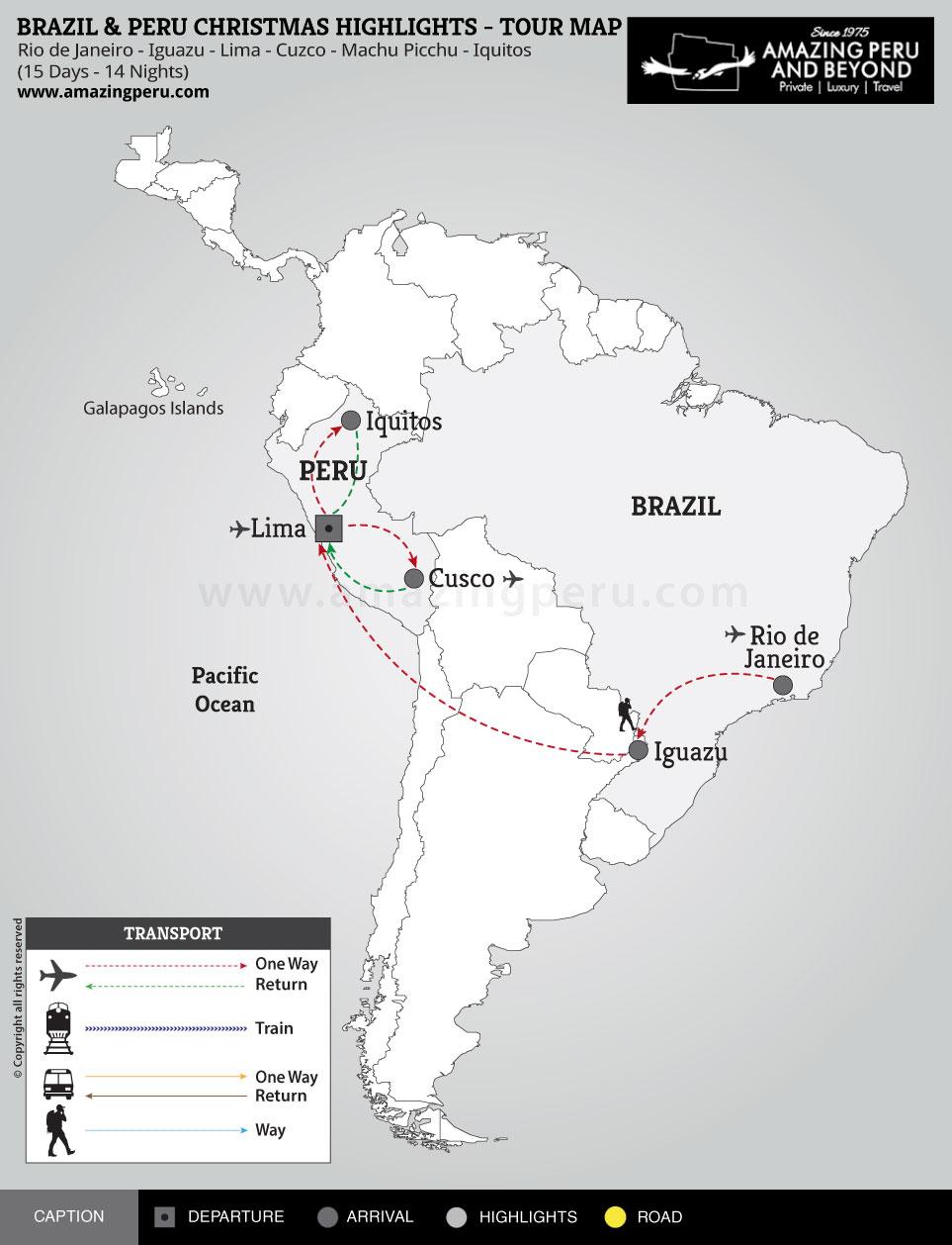 Brazil & Peru Christmas Highlights Tour - 15 days / 14 nights. Brazil & Peru Christmas Highlights Tour - 15 days / 14 nights.