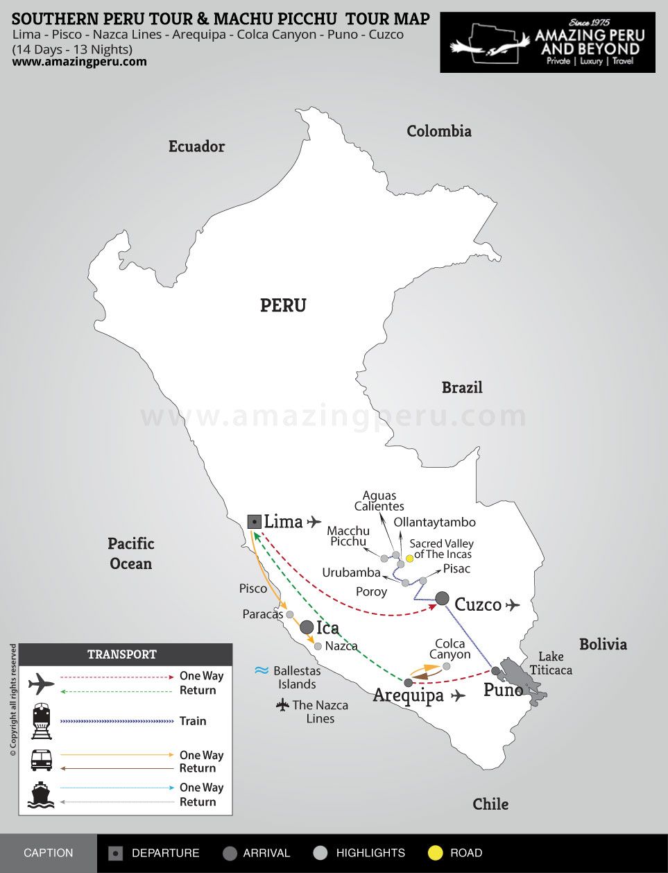 Southern Peru tour & Machu Picchu Tour - 16 days / 15 nights. Southern Peru tour & Machu Picchu Tour - 16 days / 15 nights.