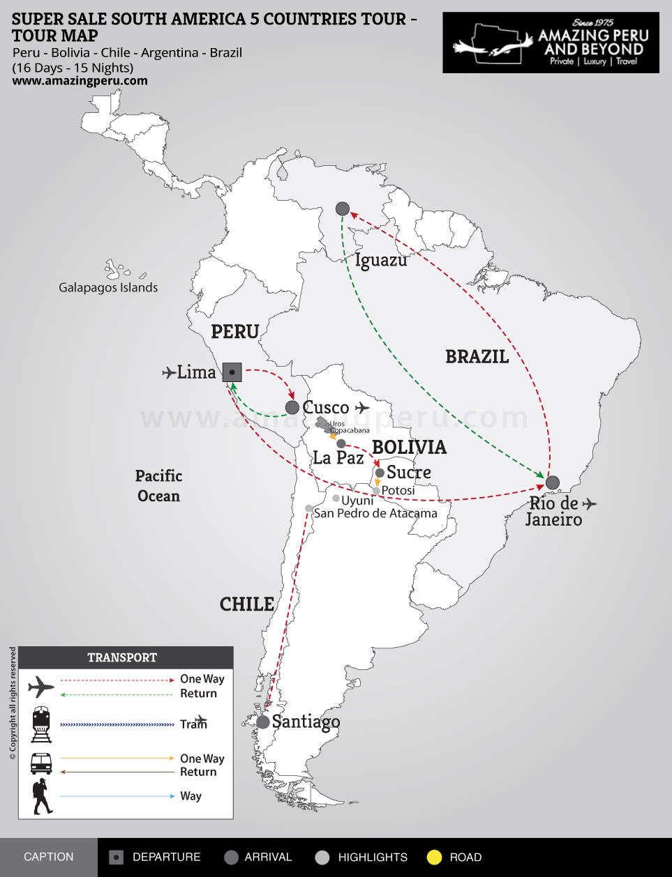 Super Sale South America 5 Countries Tour - 16 days / 15 nights. Super Sale South America 5 Countries Tour - 16 days / 15 nights.