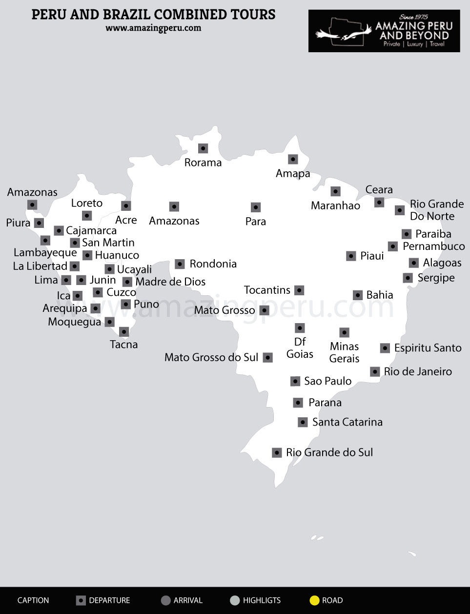 Tour map peru brazil combined tours tour map peru brazil combined tours
