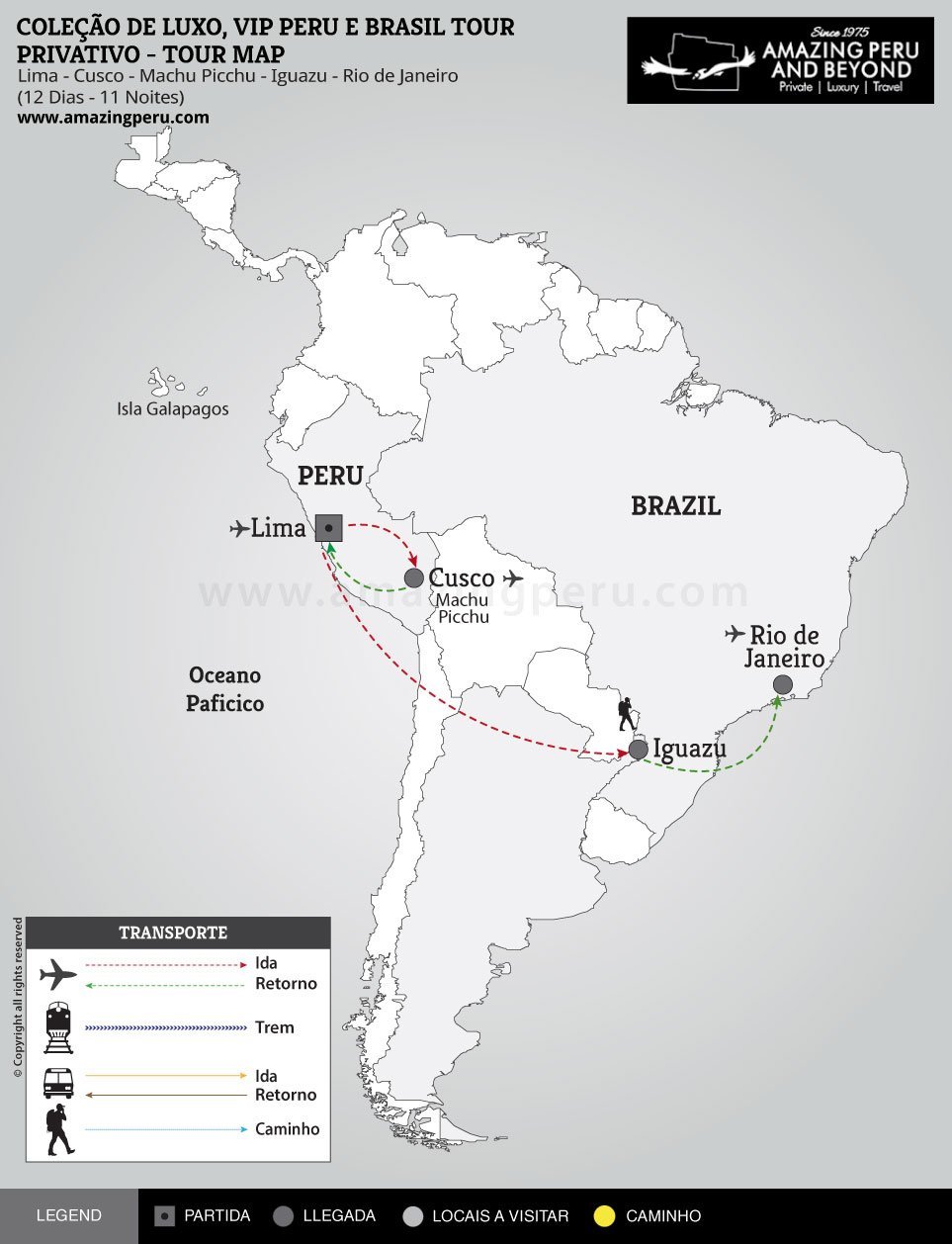 Coleo de Luxo, VIP Peru e Brasil tour Privativo - 12 days / 11 nights.