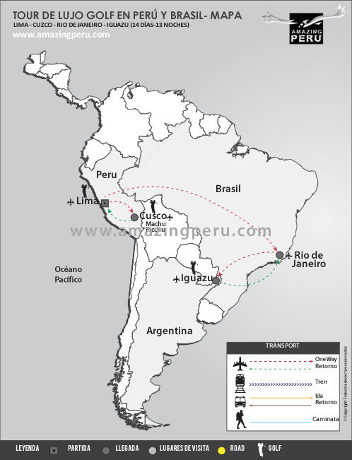 Tour de Lujo Golf en Perú y Brasil - 14 días / 13 noches. Tour de Lujo Golf en Perú y Brasil