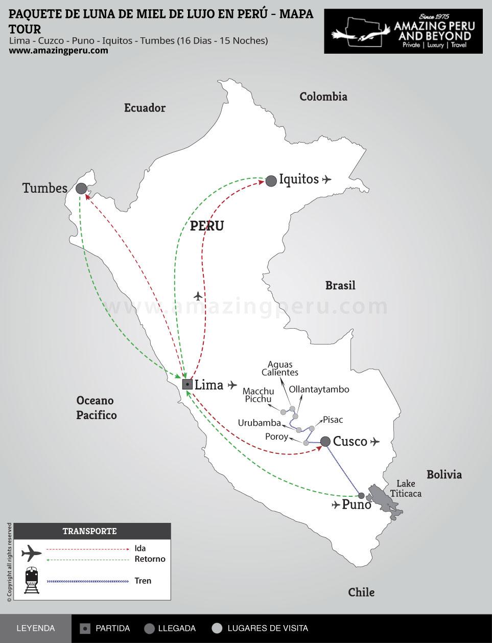 Paquete de Luna de Miel de Lujo en Perú - 16 dÃas / 15 noches. Paquete de Luna de Miel de Lujo en Perú