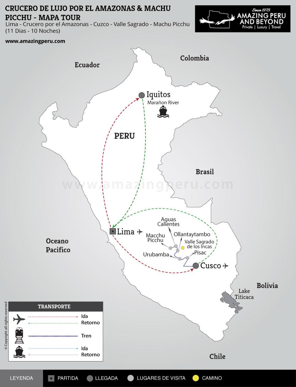 Crucero de Lujo por el Amazonas & Machu Picchu - 11 días / 10 noches. Crucero de Lujo por el Amazonas & Machu Picchu