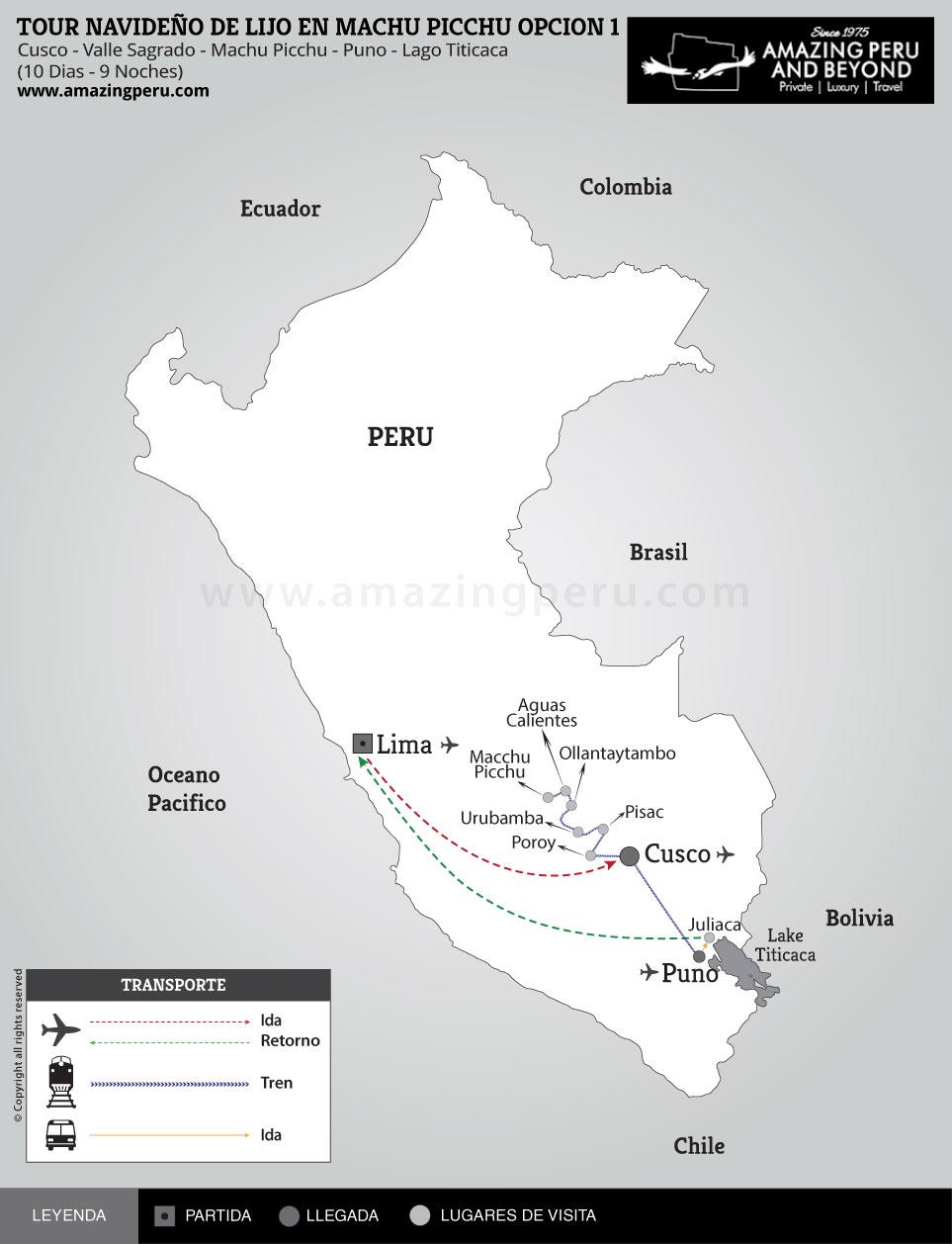 Tour Navideño  de lujo en  Machu Picchu 2022 - Opción 1