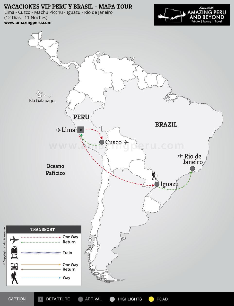Viajes de Lujo Vip: Vacaciones Vip Peru y Brasil