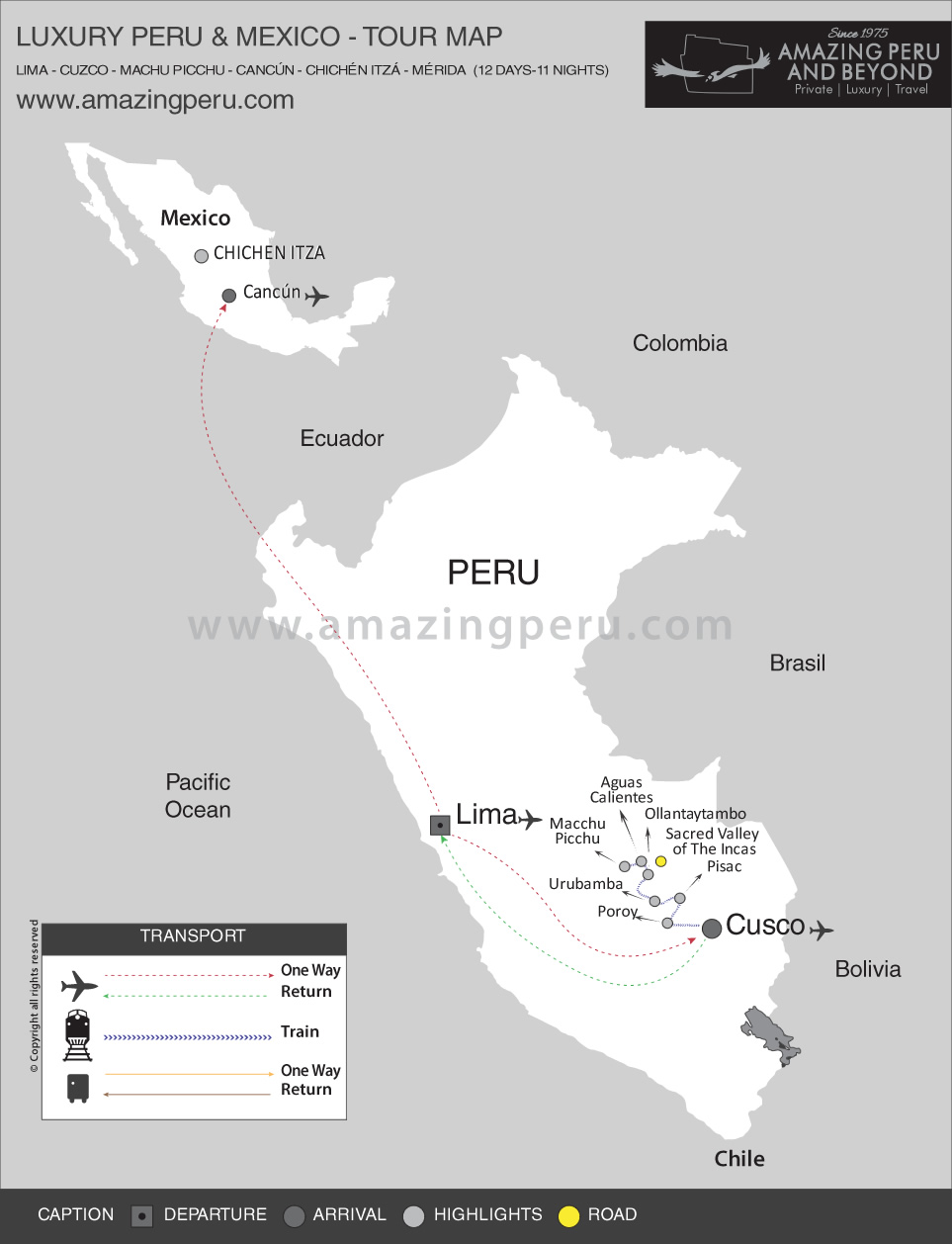 Peru & Mexico Luxury Tour <br />
"The world of the Incas & Mayas" - 12 days / 11 nights. Peru & Mexico Luxury Tour <br />
"The world of the Incas & Mayas" - 12 days / 11 nights.