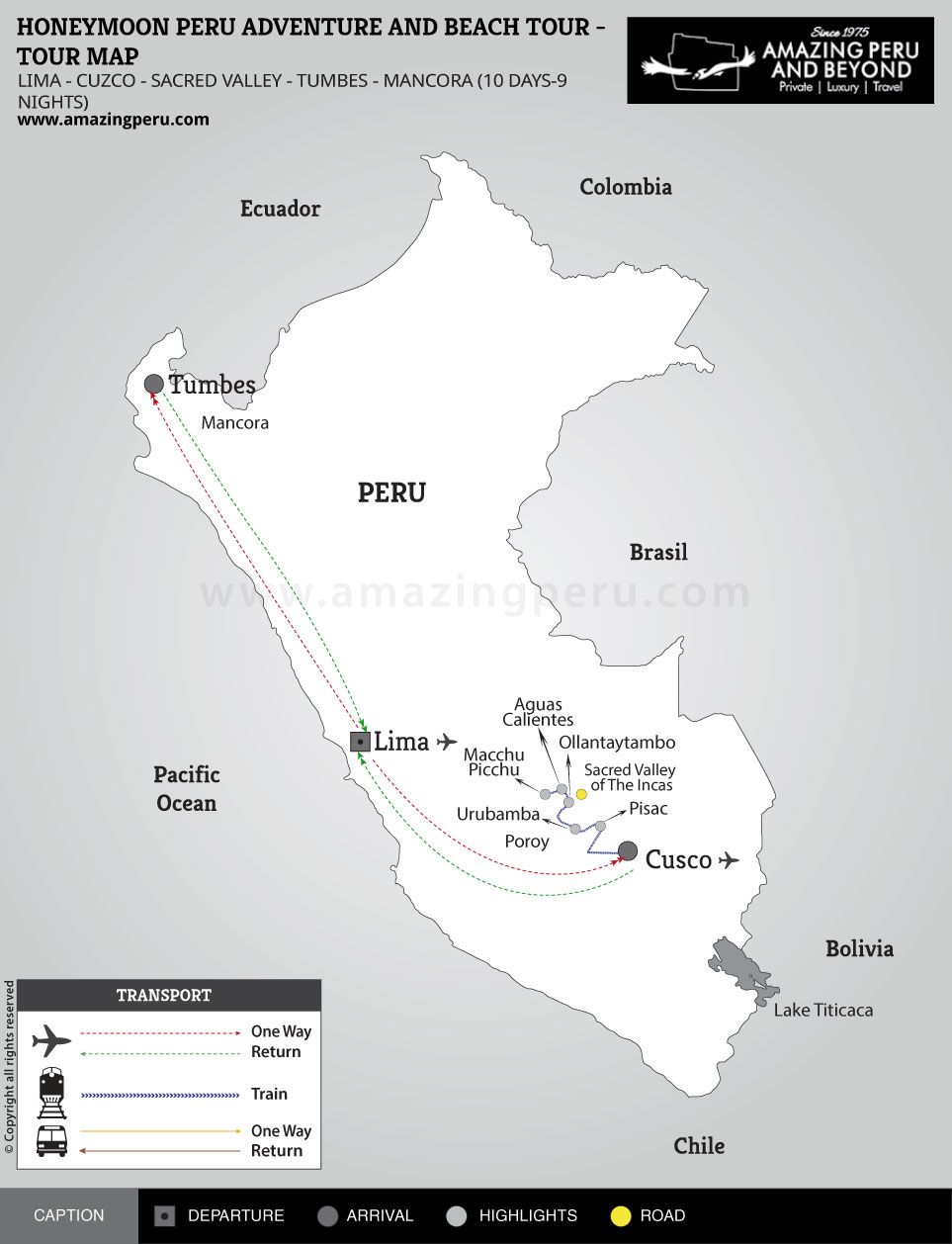 Honeymoon Peru Adventure and Beach Tour - 10 days / 9 nights.