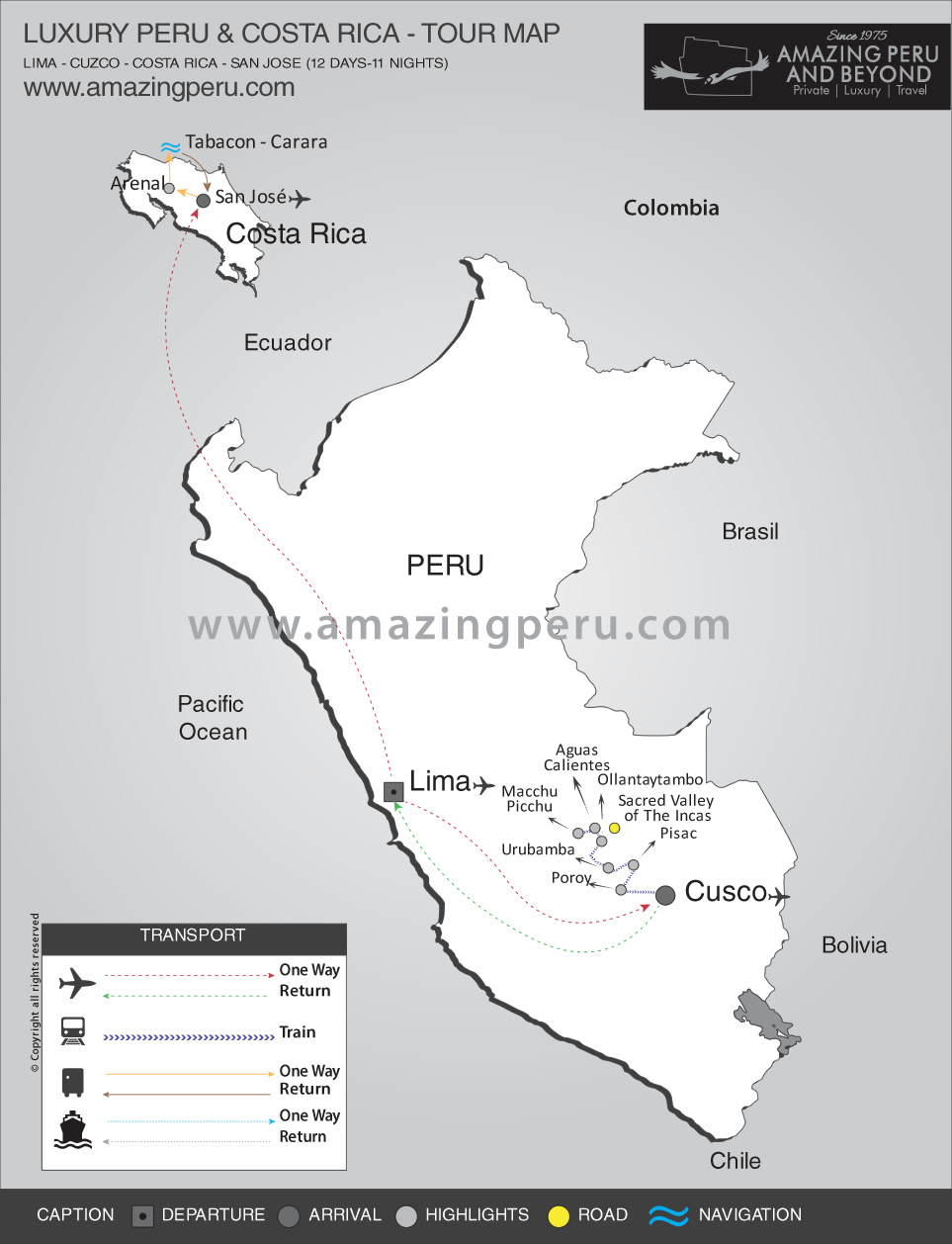 Luxury 12 Day Peru & Costa Rica - 12 days / 11 nights.