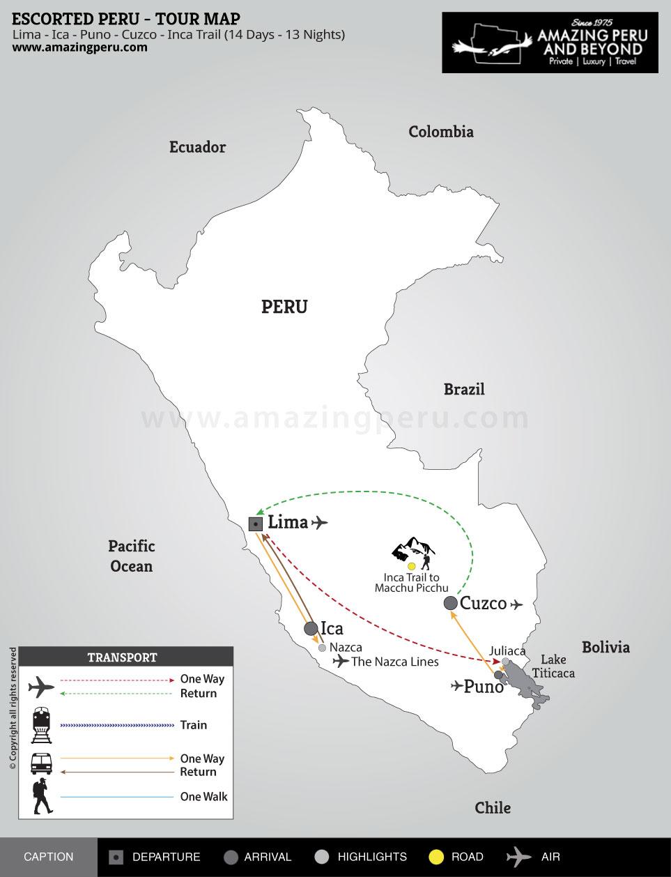 Escorted Peru Tour 5 - 14 days / 13 nights.