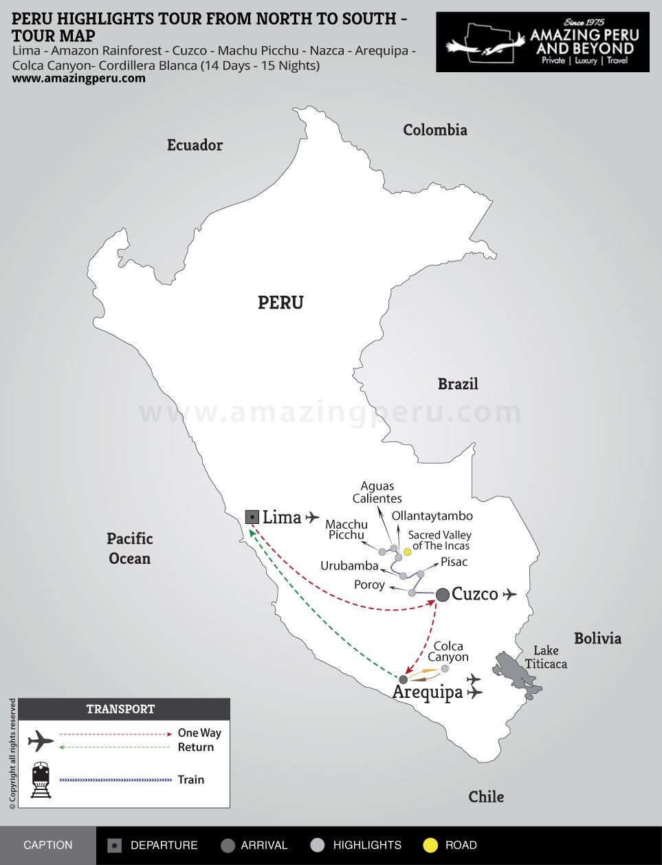 Peru Highlights Tour from North to South - 21 days / 20 nights.