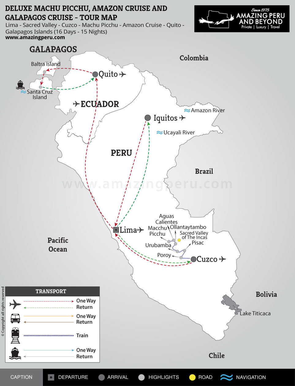 Deluxe Machu Picchu, Amazon Cruise and Galapagos Cruise - 16 days / 15 nights. Deluxe Machu Picchu, Amazon Cruise and Galapagos Cruise - 16 days / 15 nights.