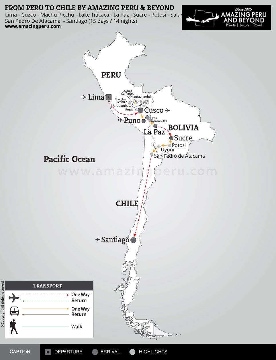 From Peru to Chile by Amazing Peru & Beyond - 15 days / 14 nights. From Peru to Chile by Amazing Peru & Beyond - 15 days / 14 nights.