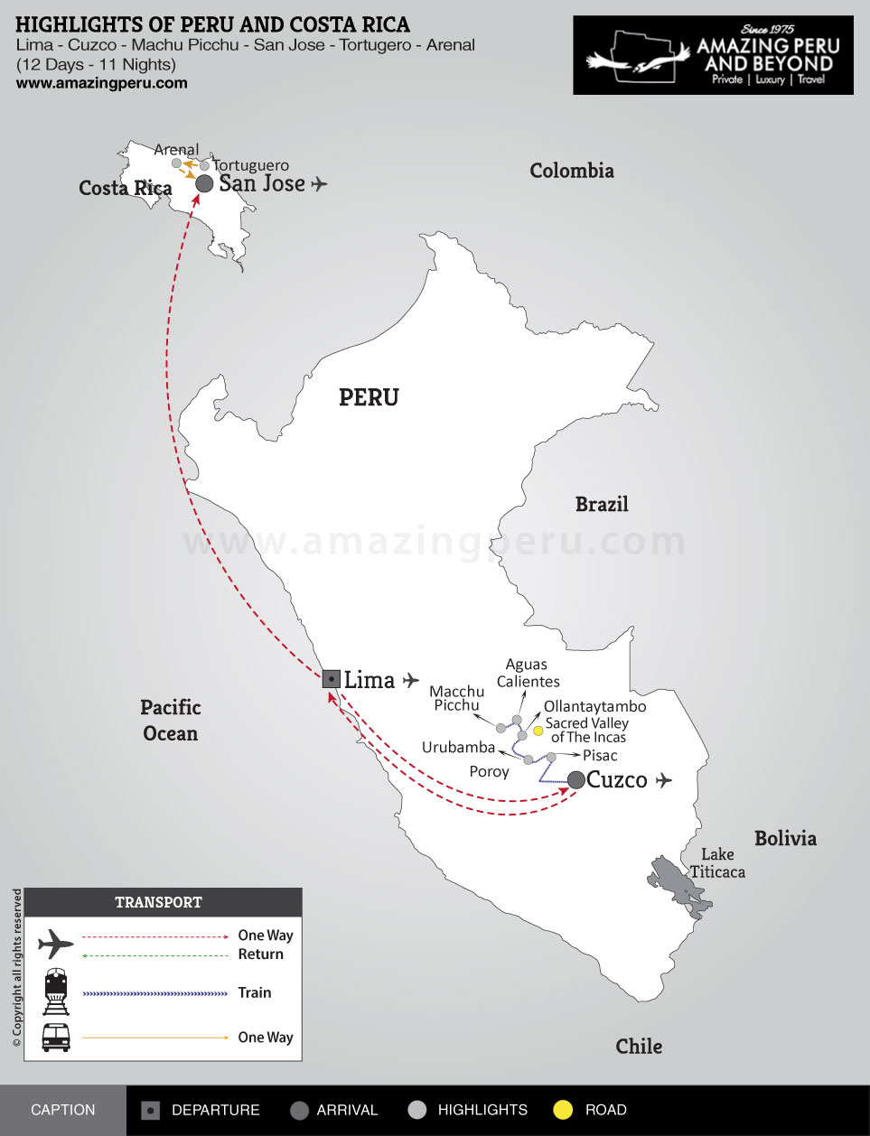 Highlights of Peru and Costa Rica - 12 days / 11 nights.