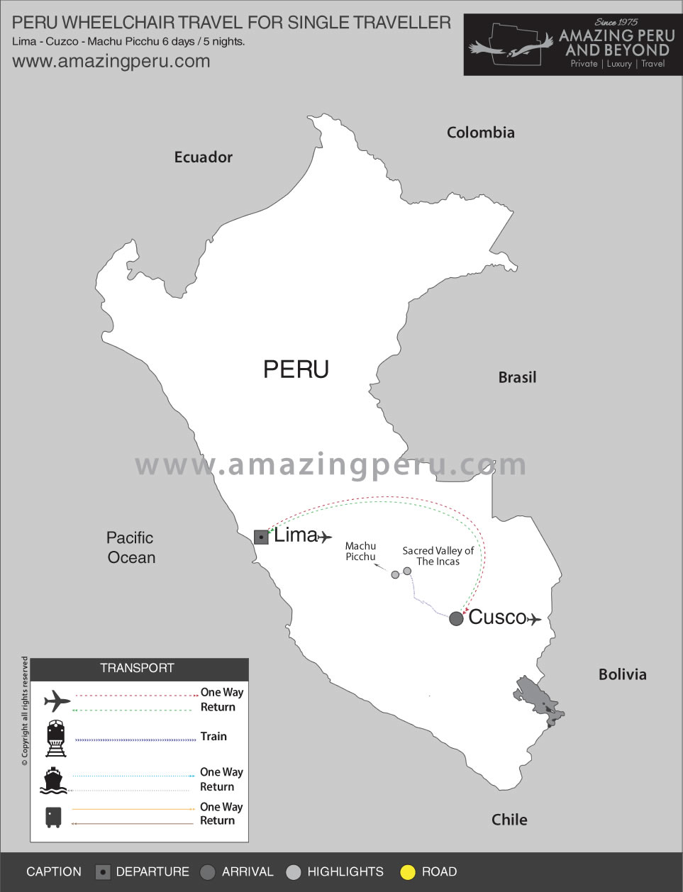 Peru Wheelchair Travel for Single traveller - 6 days / 5 nights. Peru Wheelchair Travel for Single traveller - 6 days / 5 nights.