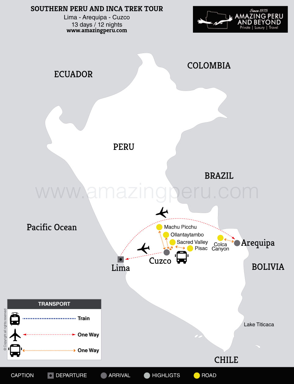 2023 Southern Peru and Inca Trek Tour - 13 days / 12 nights.
