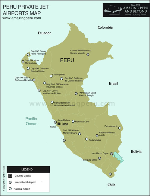 Peru private jet airports map